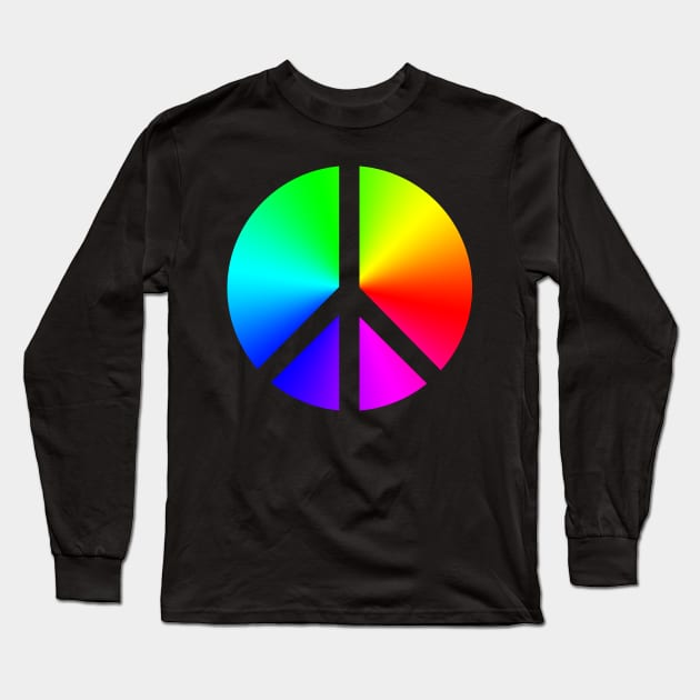 Negative Space Rainbow Peace Sign Long Sleeve T-Shirt by Kristal Stittle